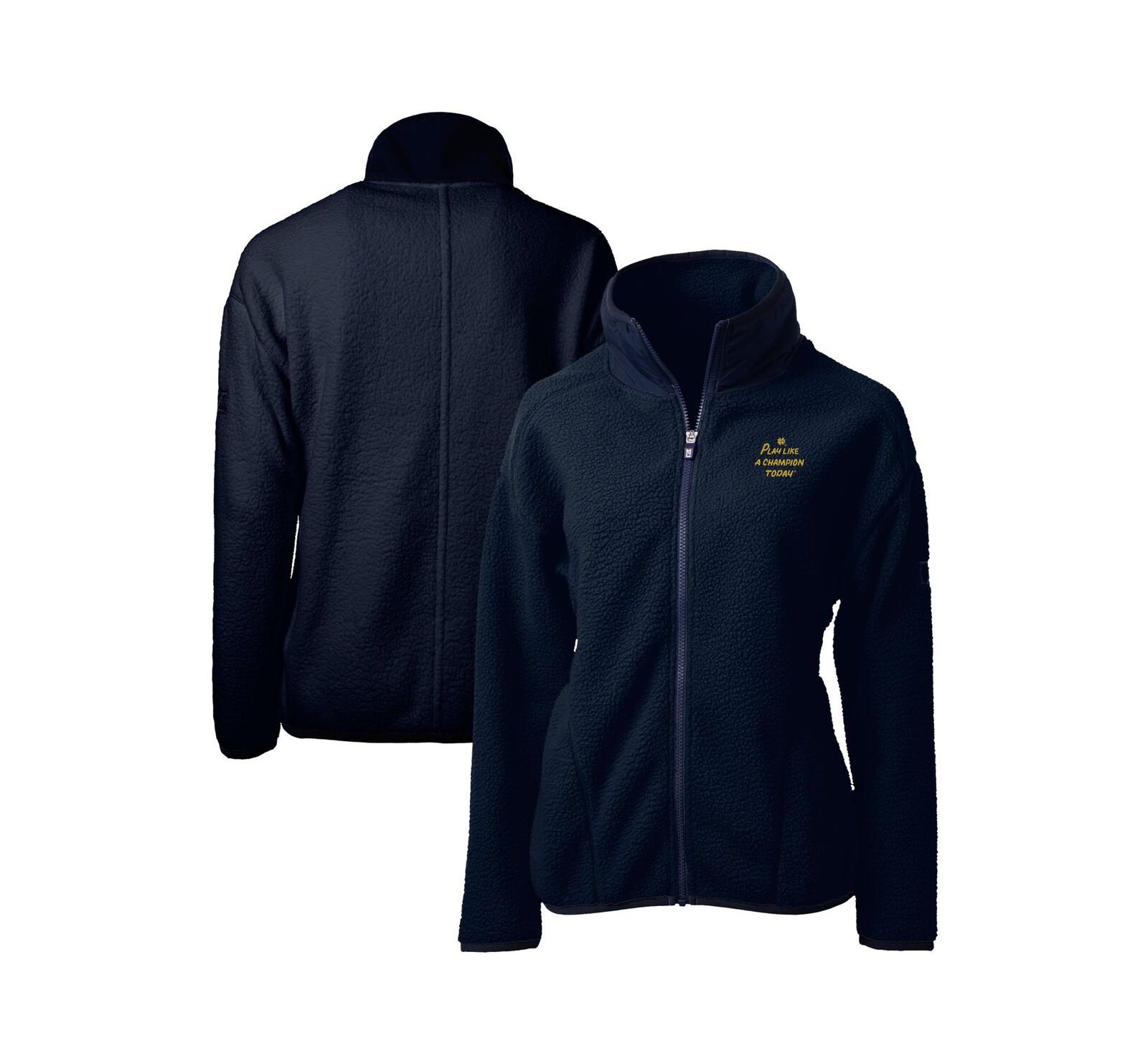 Cutter & Buck Women's Navy Notre Dame Fighting Irish Play Like A Champion Today Cascade Eco Sherpa Fleece Full-Zip Jacket