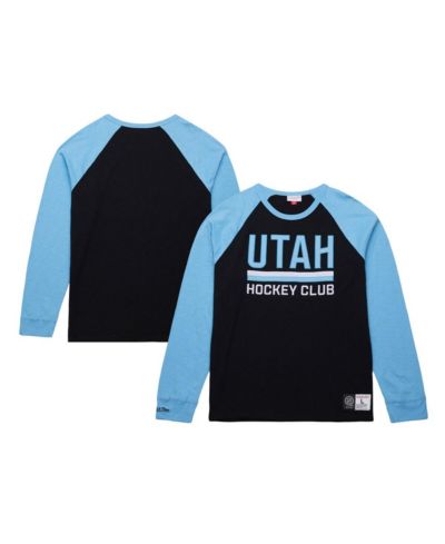 Мужская футболка Mitchell & Ness Utah Mammoth, длинный рукав, черная/голубая