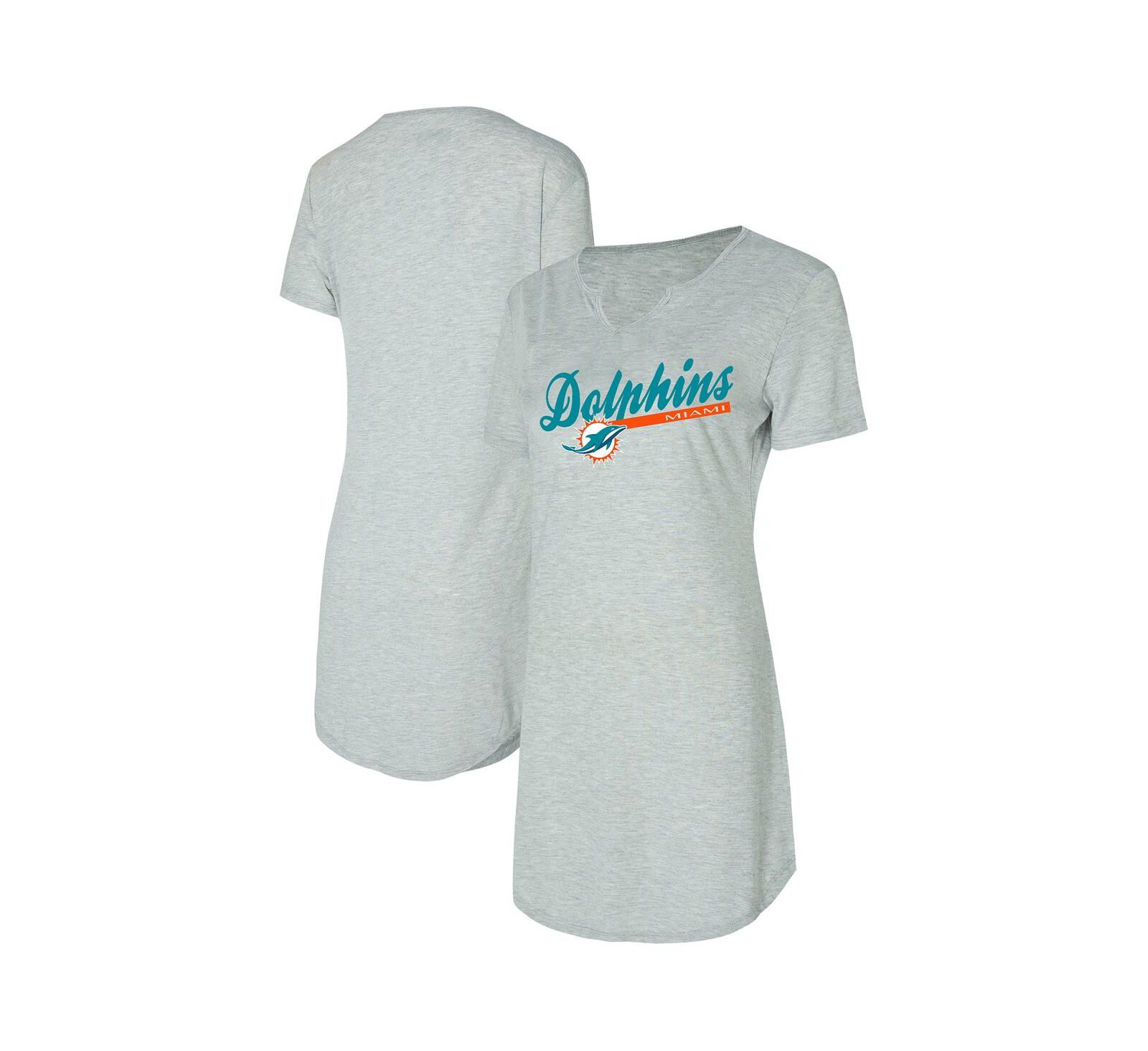 Женская ночная рубашка Concepts Sport Gray Miami Dolphins Petition Knit