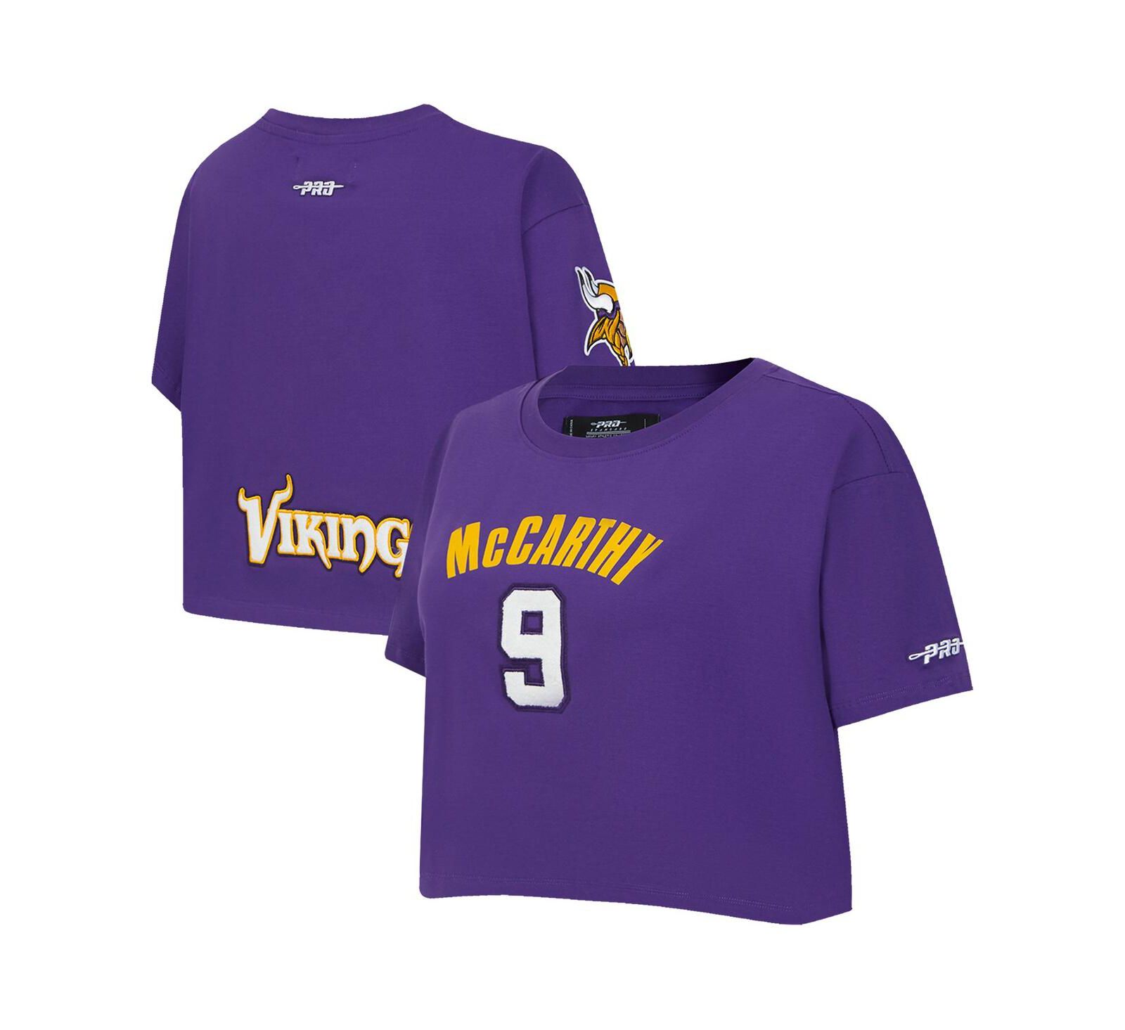 Женская укороченная футболка Pro Standard Women's J.J. McCarthy Purple Minnesota Vikings