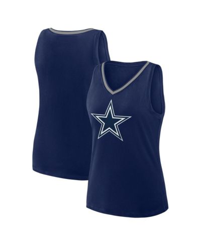 Logo Athletic Women's Navy Dallas Cowboys Plus Size Stellar Win V-Neck Tank Top