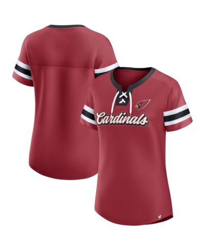 Fanatics Women's Cardinal Arizona Cardinals Iconic Bling Athena Lace-Up V-Neck T-Shirt