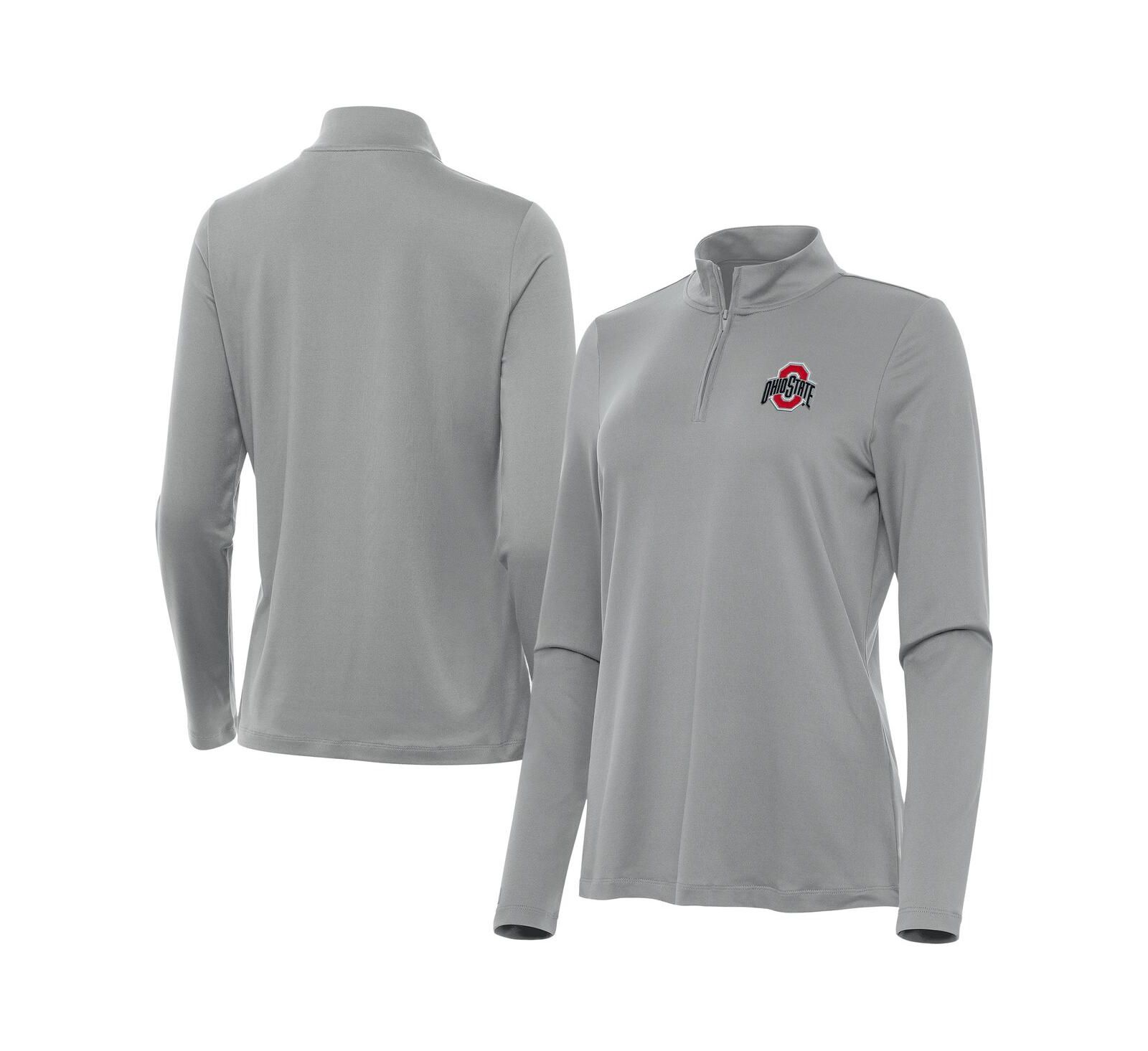 Antigua Women's Gray Ohio State Buckeyes Reprocess Quarter-Zip Sweatshirt
