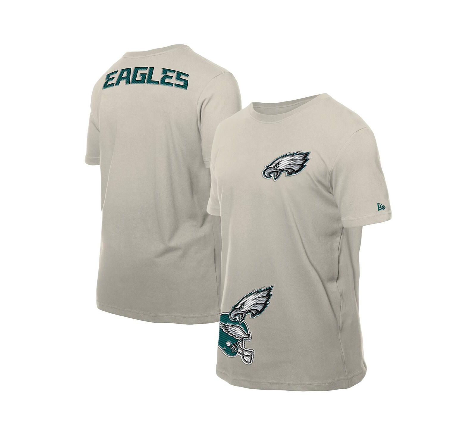 New Era Men's Light Beige Philadelphia Eagles Multi Patch T-Shirt