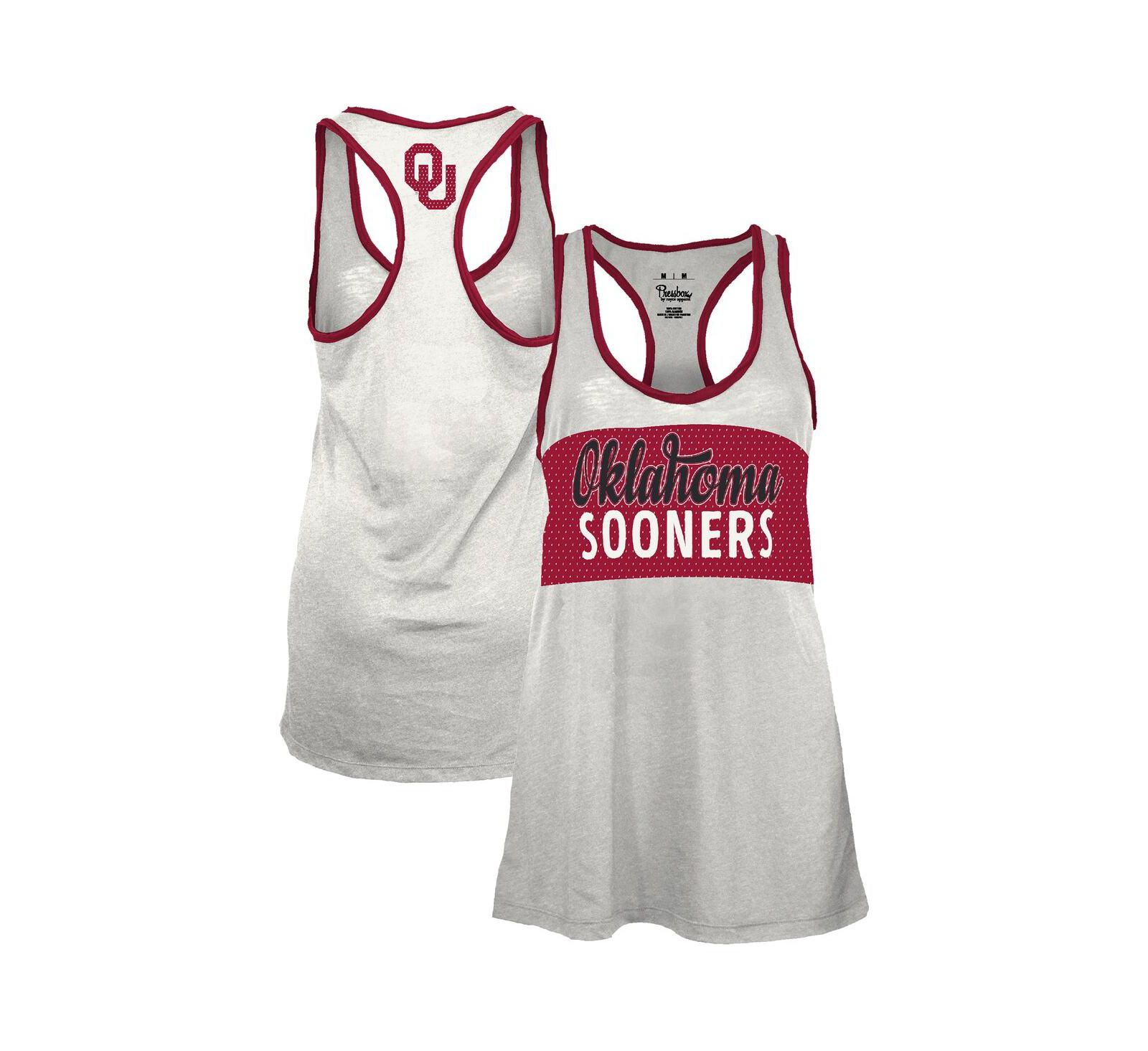 Женский топ Pressbox Oklahoma Sooners Tracy Racerback Burnout, белый/малиновый