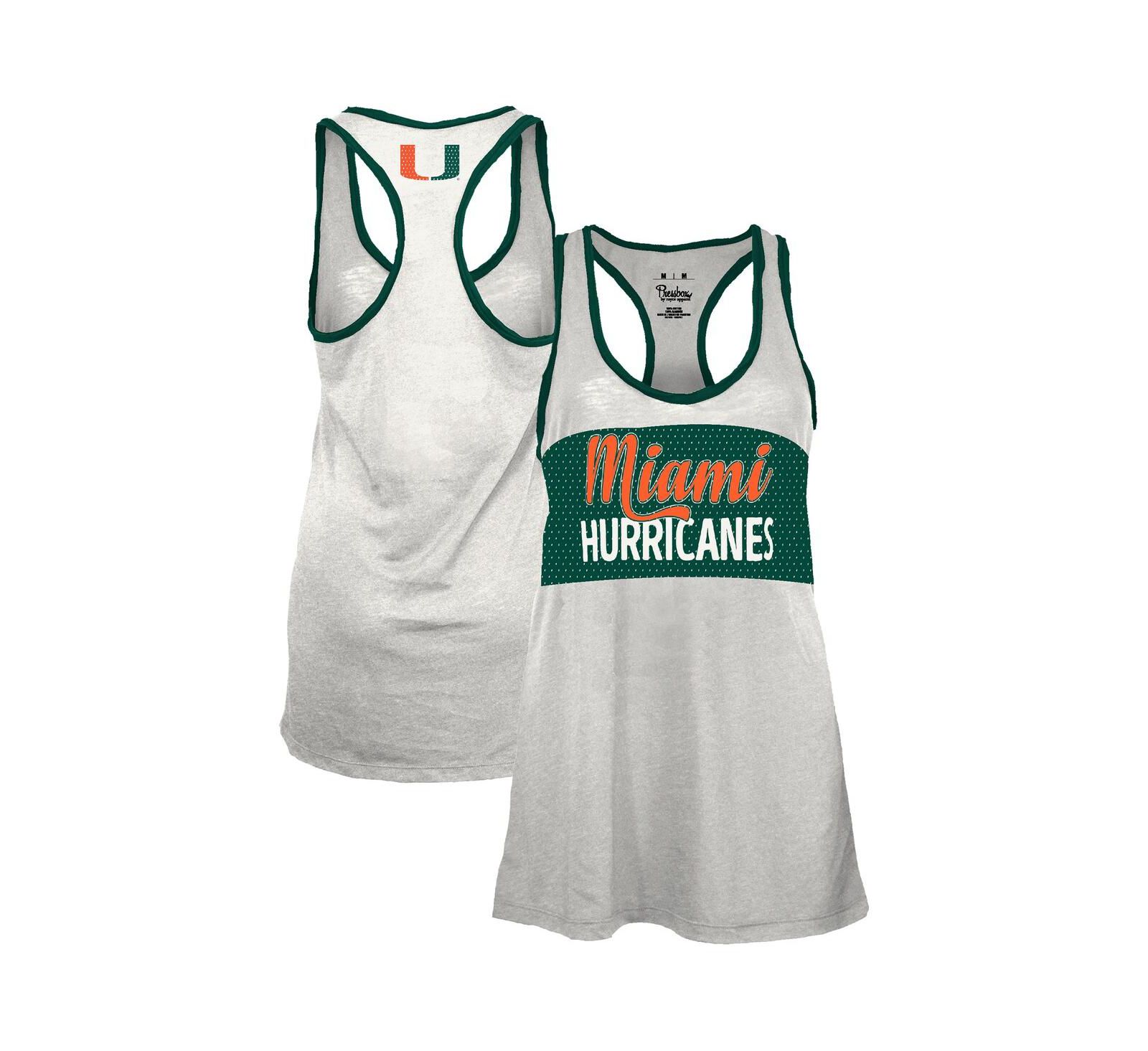 Женский майка-топ Pressbox White/Green Miami Hurricanes Tracy Racerback Burnout
