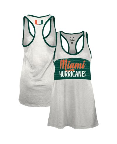 Pressbox Women's White/Green Miami Hurricanes Tracy Racerback Burnout Tank Top