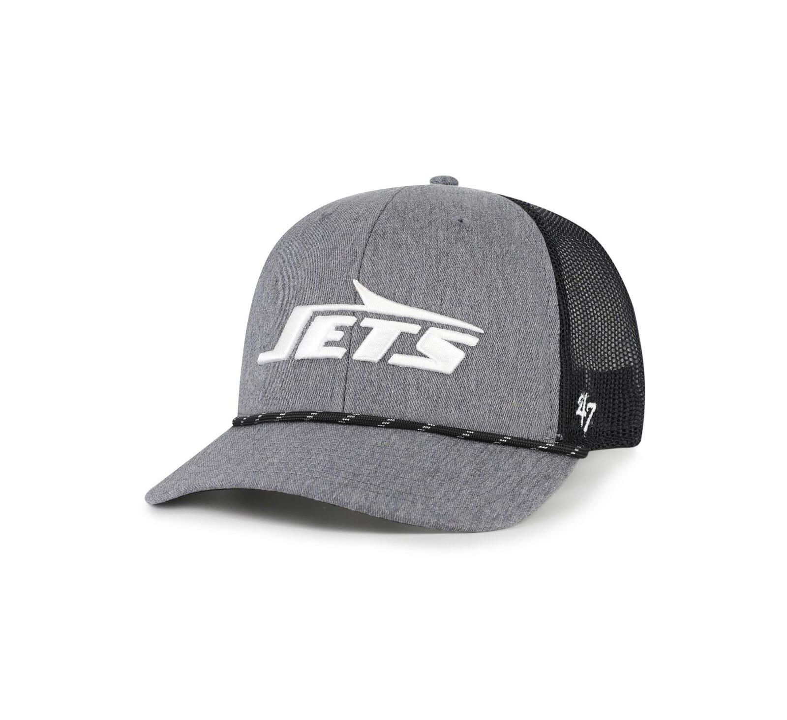 '47 Brand Men's Heather Charcoal New York Jets Carbon Rope Trucker Adjustable Hat
