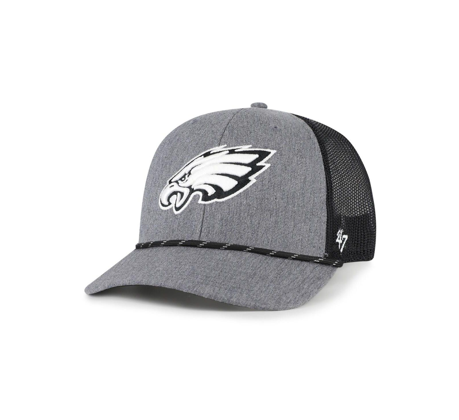 '47 Brand Men's Heather Charcoal Philadelphia Eagles Carbon Rope Trucker Adjustable Hat