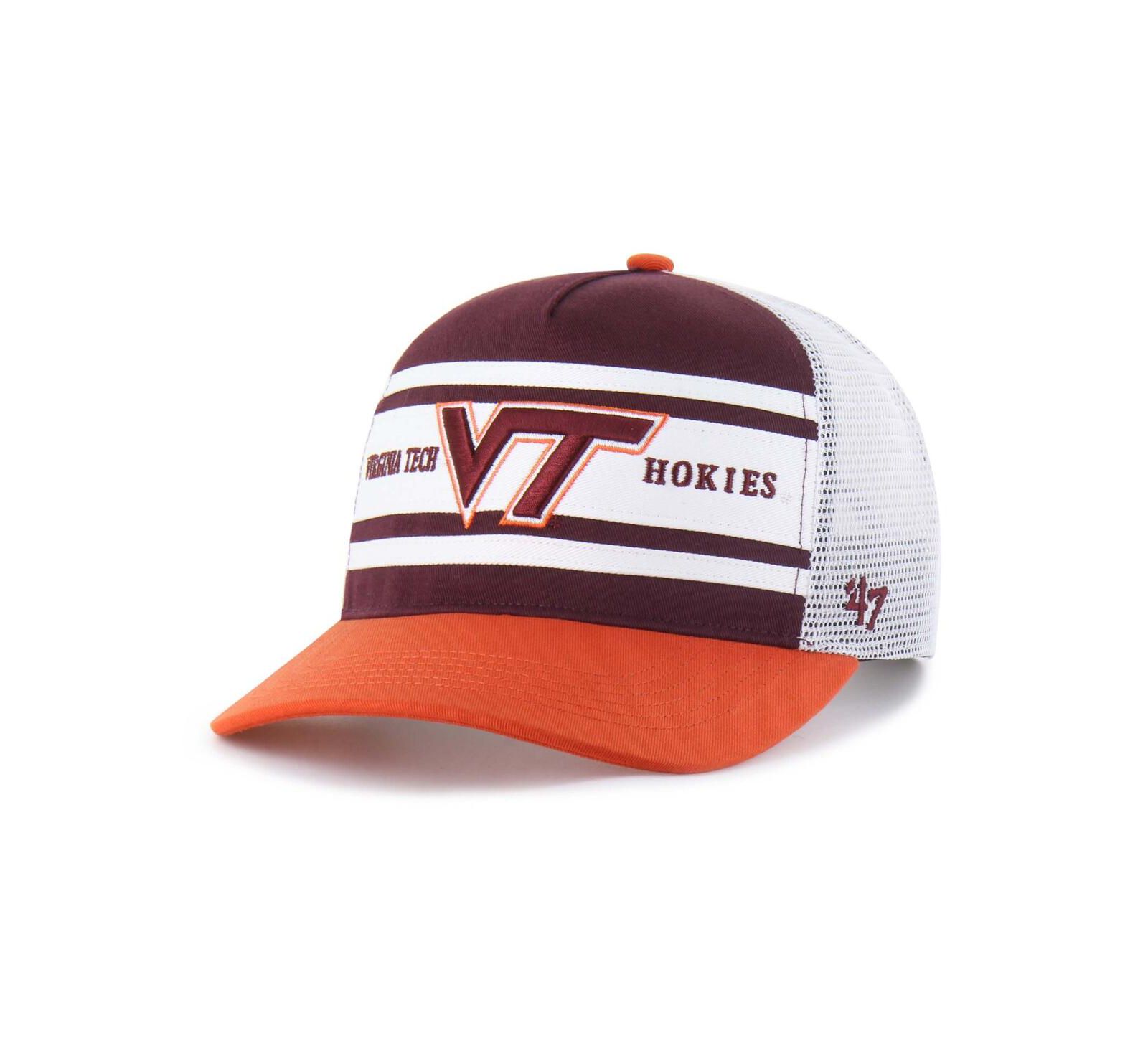 Мужская и детская кепка '47 Brand Virginia Tech Hokies Super Stripe Hitch Adjustable Trucker Hat Maroon/Orange