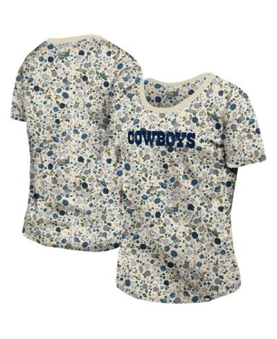 New Era Women's Cream Dallas Cowboys Glam Game Floral T-Shirt