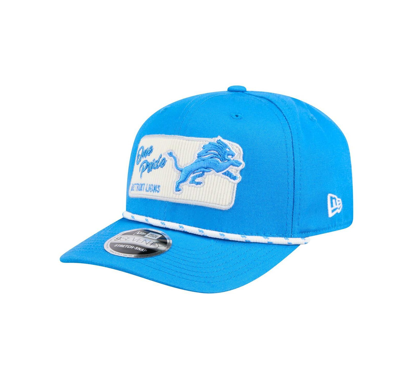 New Era Мужская регулируемая кепка 9SEVENTY Stretch-Snap Detroit Lions Chant Blue