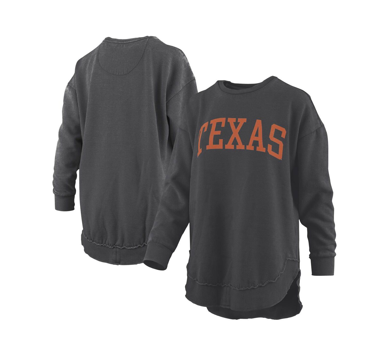 Женский винтажный флисовый пуловер-свитшот Pressbox Black Texas Longhorns Mélange Poncho Long Sleeve