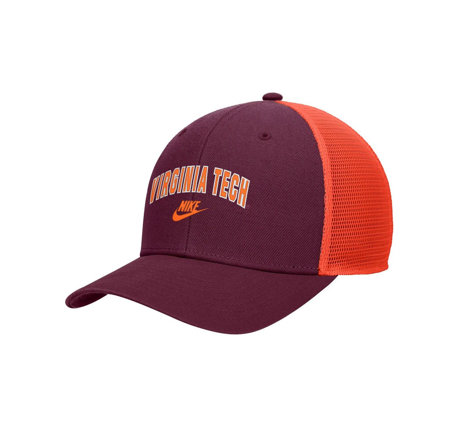 Мужская кепка Nike Virginia Tech Hokies Vintage Arch Rise Performance Trucker регулируемая