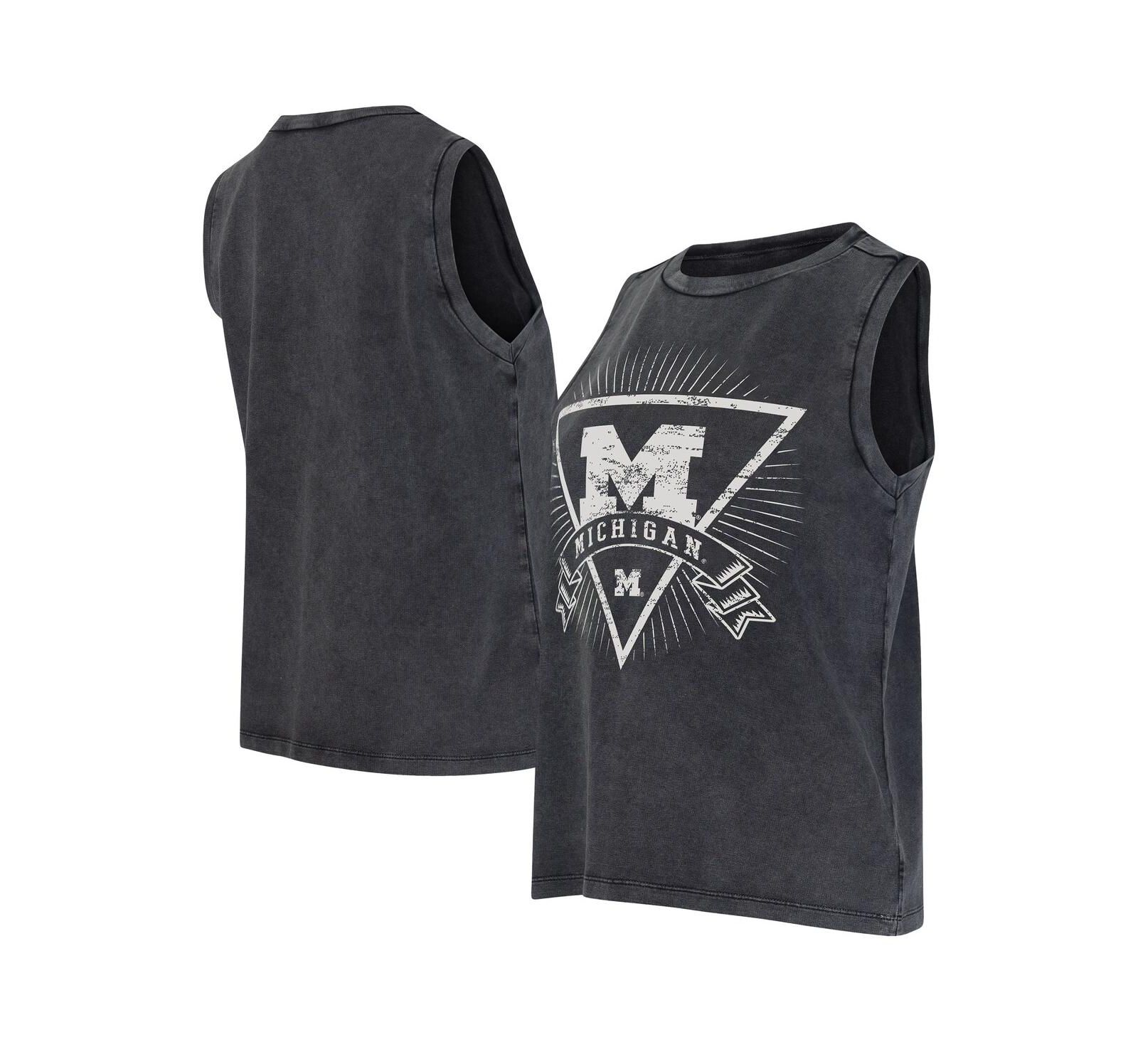 Майка Concepts Sport Women's Charcoal Michigan Wolverines Distressed Market French Terry Tank Top