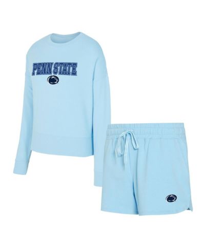 Concepts Sport Женский комплект из топа с длинным рукавом и шорт Penn State Nittany Lions Light Blue
