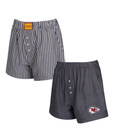 Женский набор боксеров Concepts Sport Black Kansas City Chiefs Stripes and Solids 2-Pack