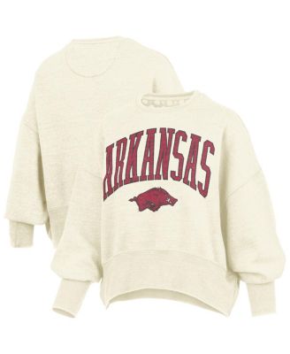 Женская объемная толстовка Pressbox Natural Arkansas Razorbacks Oversized Waist-Length Crewneck