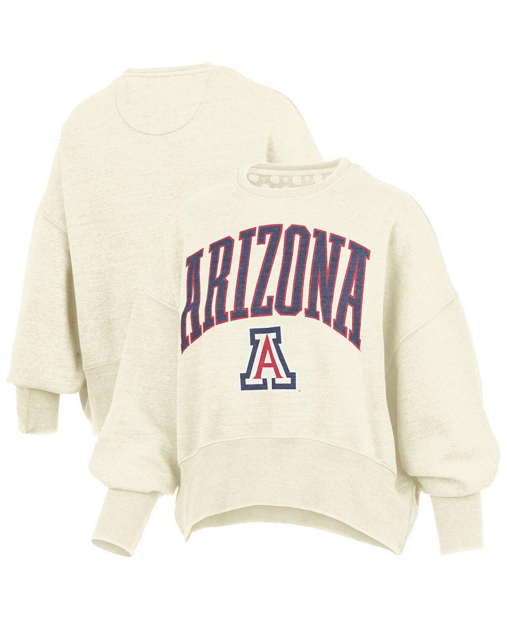 Свитшот Pressbox Women's Natural Arizona Wildcats Oversized Waist-Length Crewneck