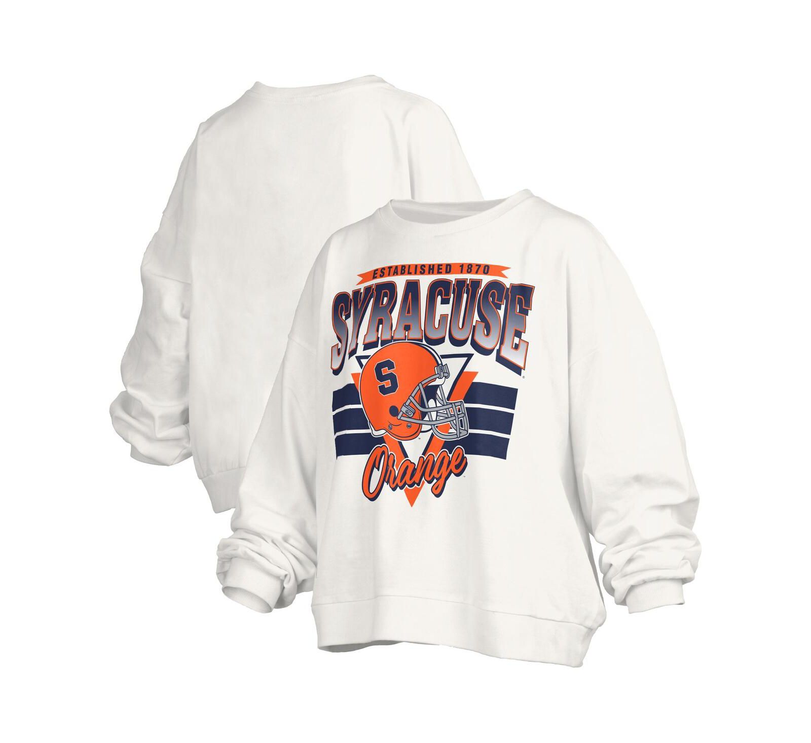 Женское оверсайз худи Pressbox White Syracuse Orange Janice Retro Waist-Length