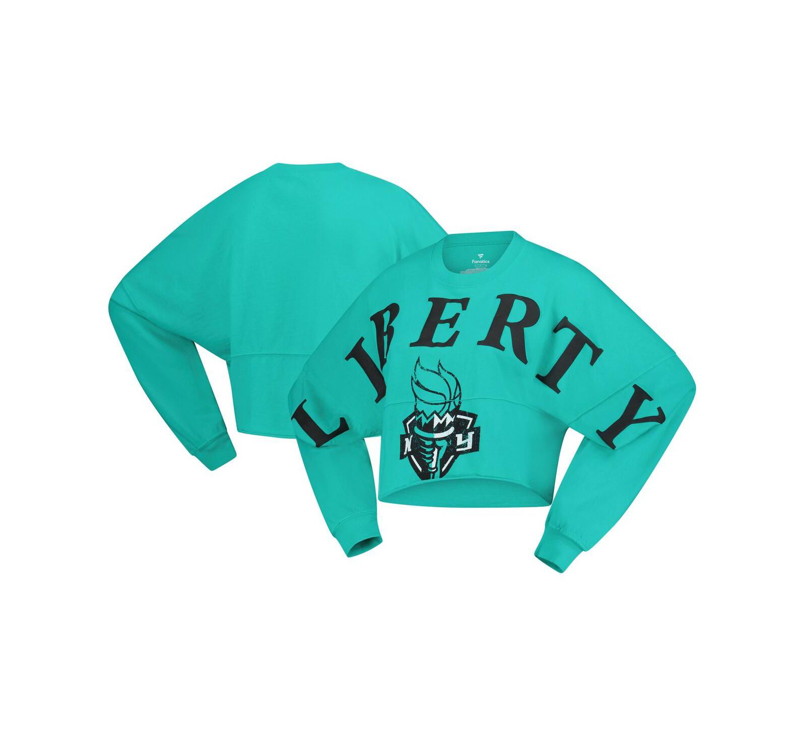 Spirit Jersey Женская укороченная футболка с длинным рукавом New York Liberty Jumbo Print, мятная