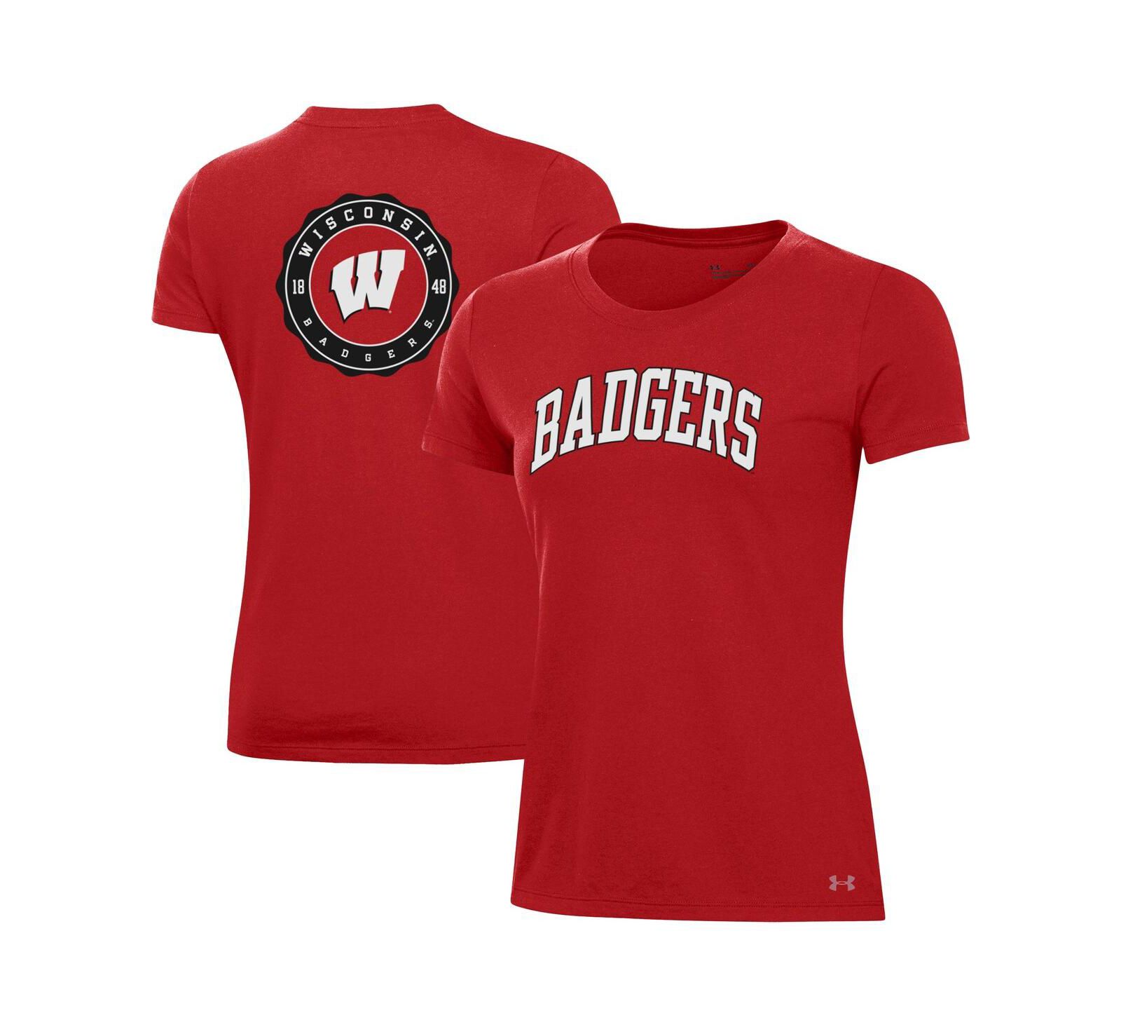 Under Armour Women's Red Wisconsin Badgers Essentials 2-Hit Performance T-Shirt