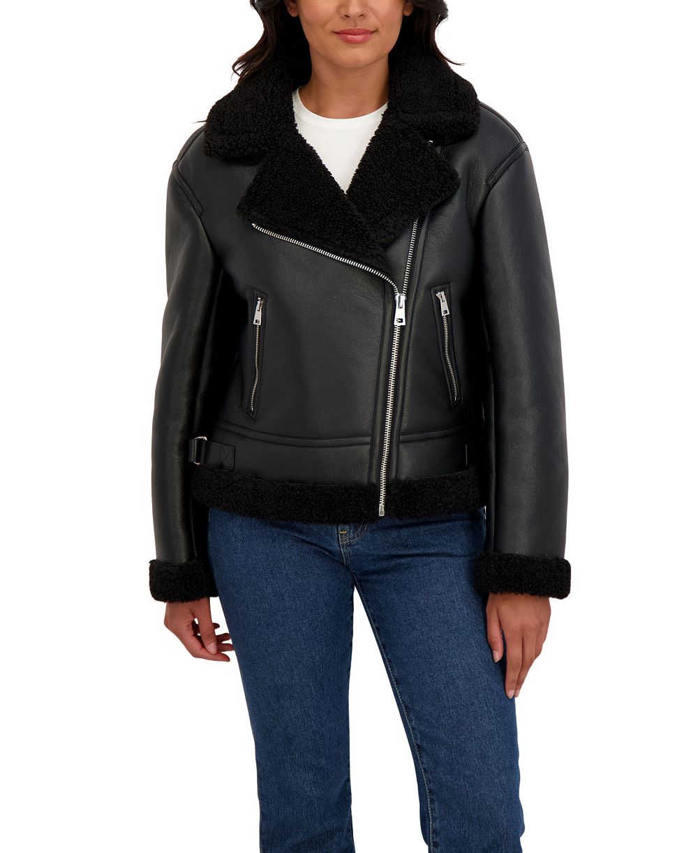 Куртка Sebby Collection Women's Assymetrical Moto Faux Shearling