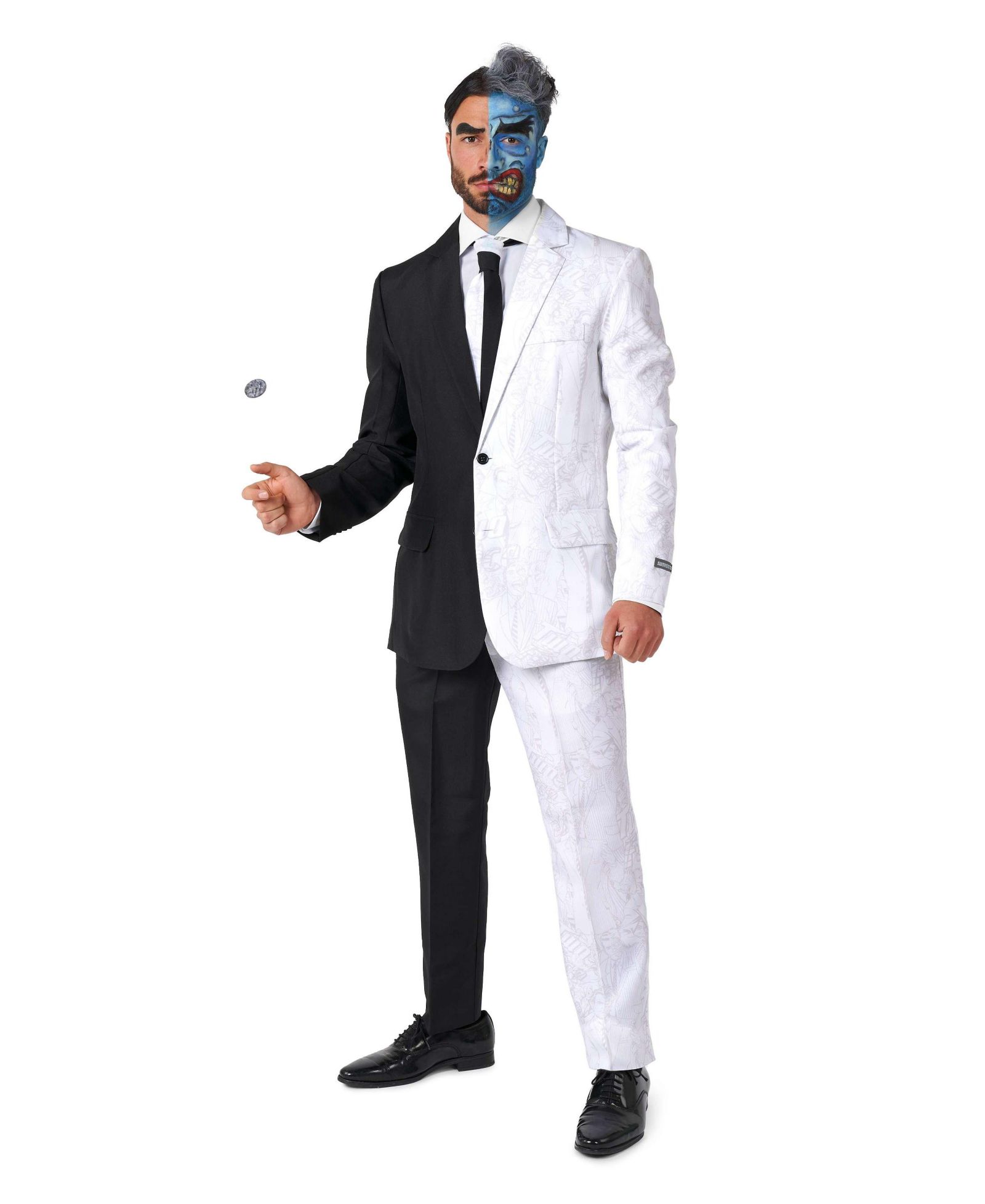 Костюм Suitmeister Men's Halloween Costume - Official Two Face - DC Characters Slim Fit - Black and White