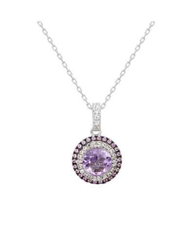 Подвеска Suzy Levian Sterling Round Cut Topaz And Sapphire Double Halo