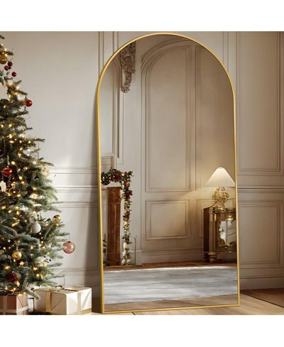 Antok Full Length Mirror, 78"x38" Floor Mirror, Arch Floor Standing Mirror Freestanding for Bedroom, Hanging Mounted for Living Room Cloakroom, Gold