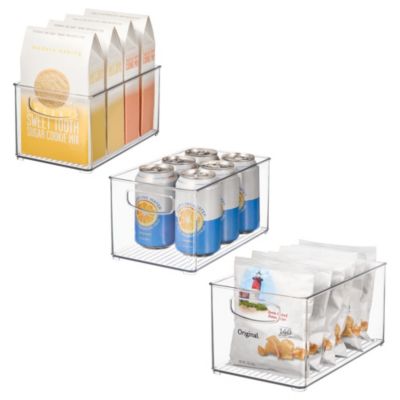iDesign Plastic Storage Bins with Handles - Set of 3 - Clear