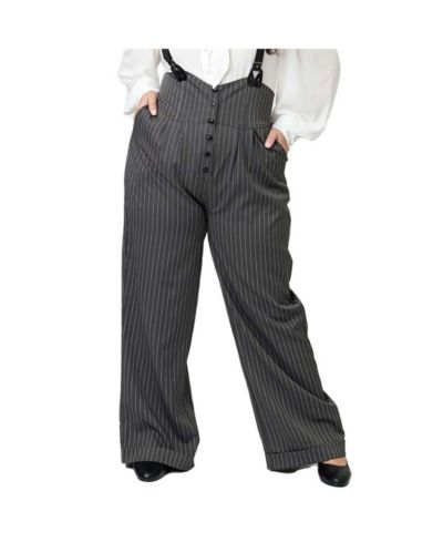 Unique Vintage Women's Plus Size Thelma High Waist Suspender Pants