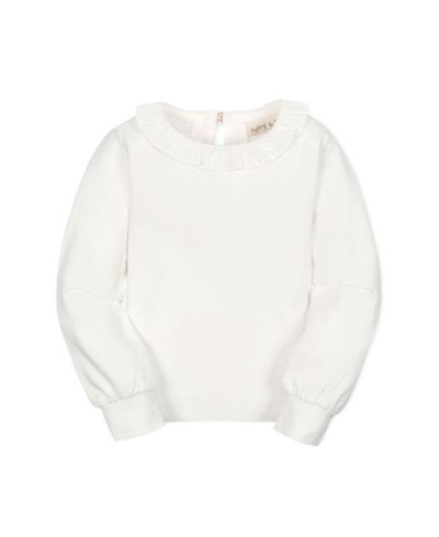Hope & Henry Hope and Henry Little and Big Girls' Organic Long Sleeve Ruffle Collar Knit Top