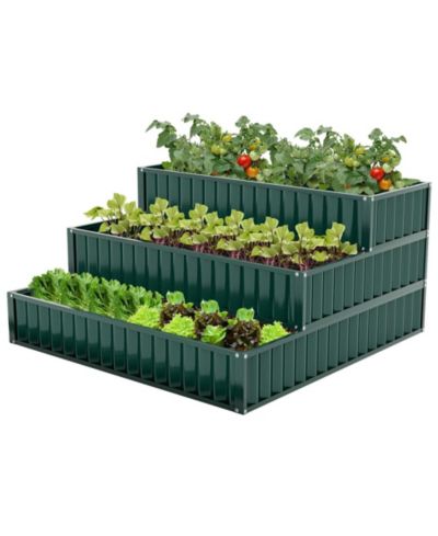 Costway 3-Tier Metal Raised Garden Bed Outdoor Elevated Planter Box