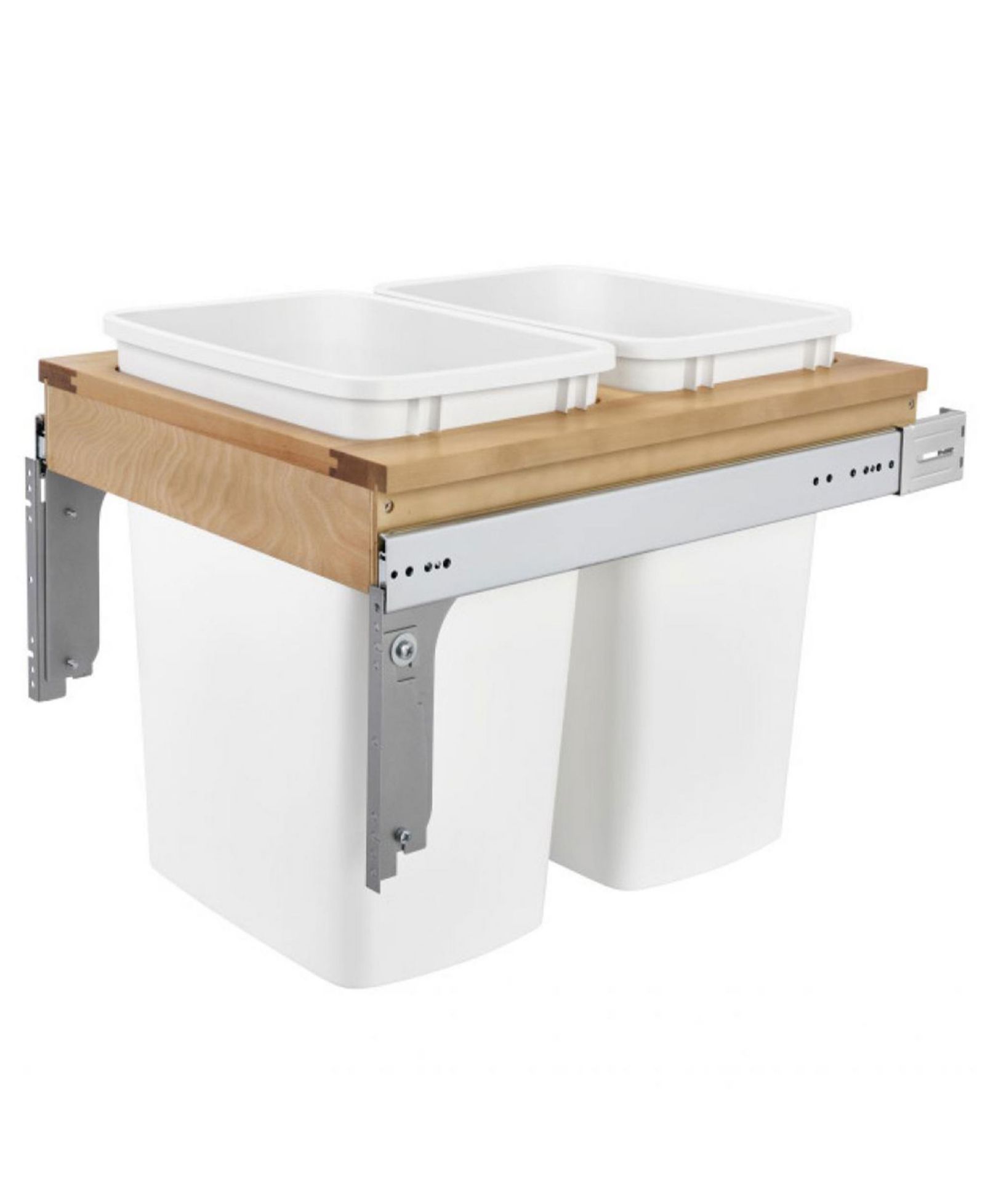 Rev-A-Shelf Double Pullout Top Mount Trash Cans 35 qt., White, 4WCTM-24DM2-162