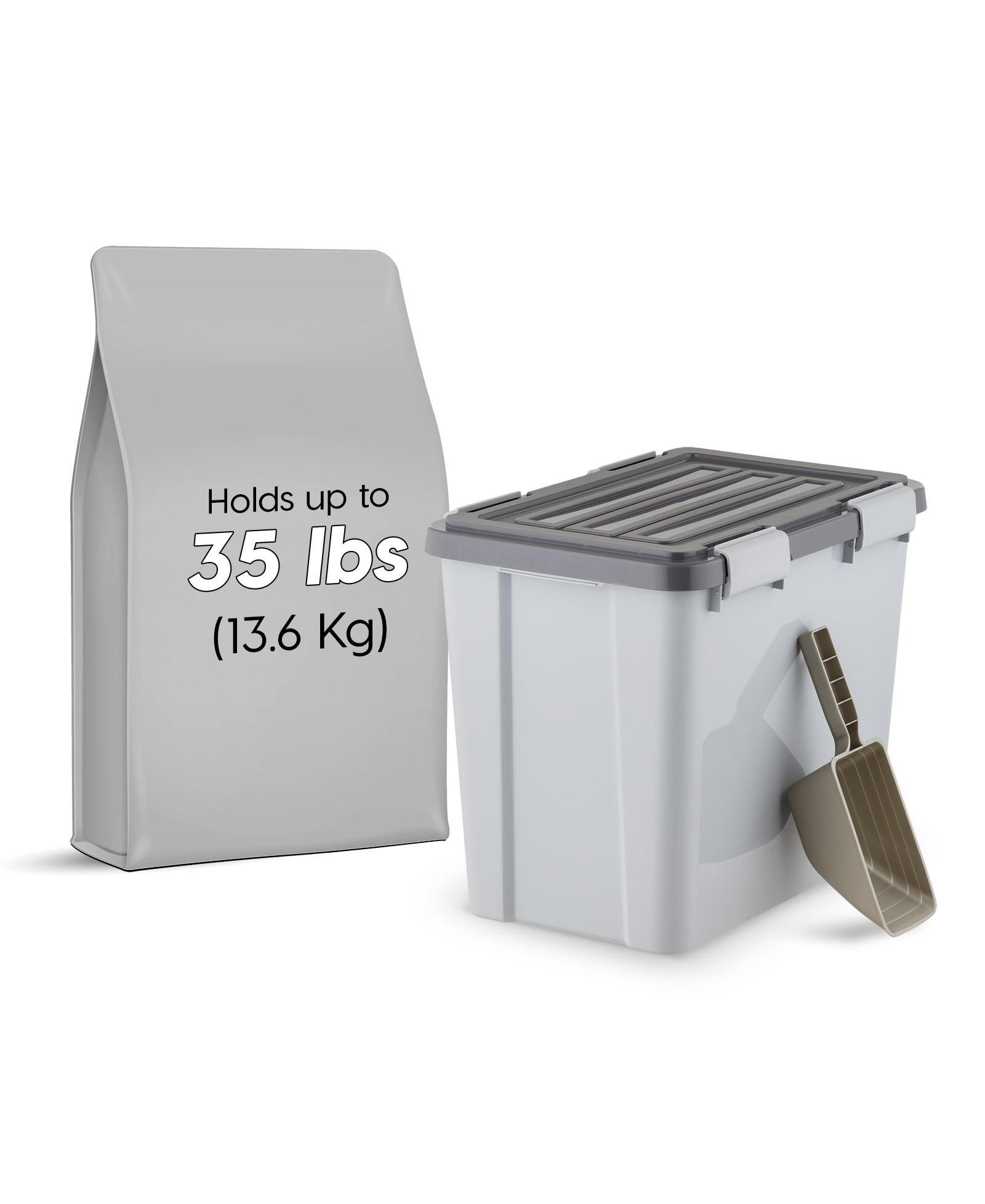Контейнер для хранения корма для собак IRIS USA 40lbs/32qt с мерным стаканом, серый/темно-серый