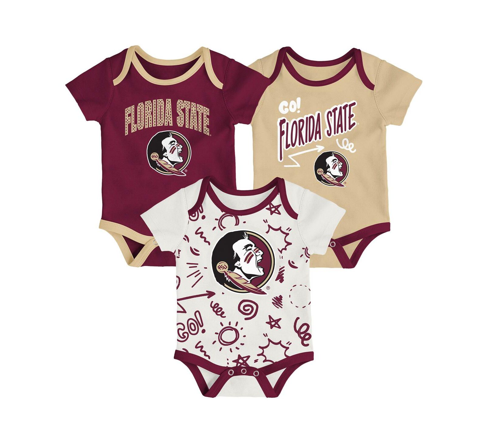 Комплект боди Outerstuff для малышей Florida State Seminoles 3-Pack