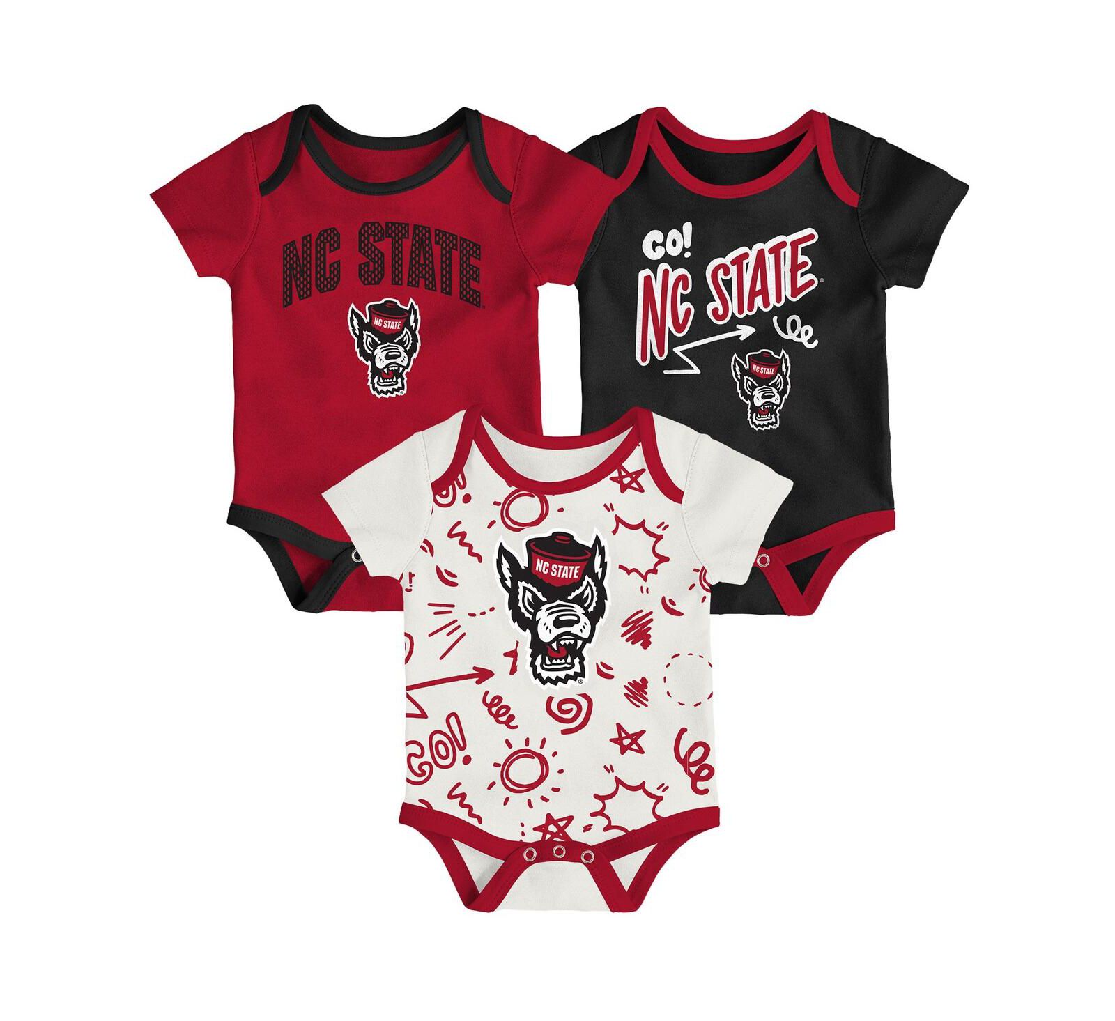 Outerstuff Детский комплект боди NC State Wolfpack, 3 шт.