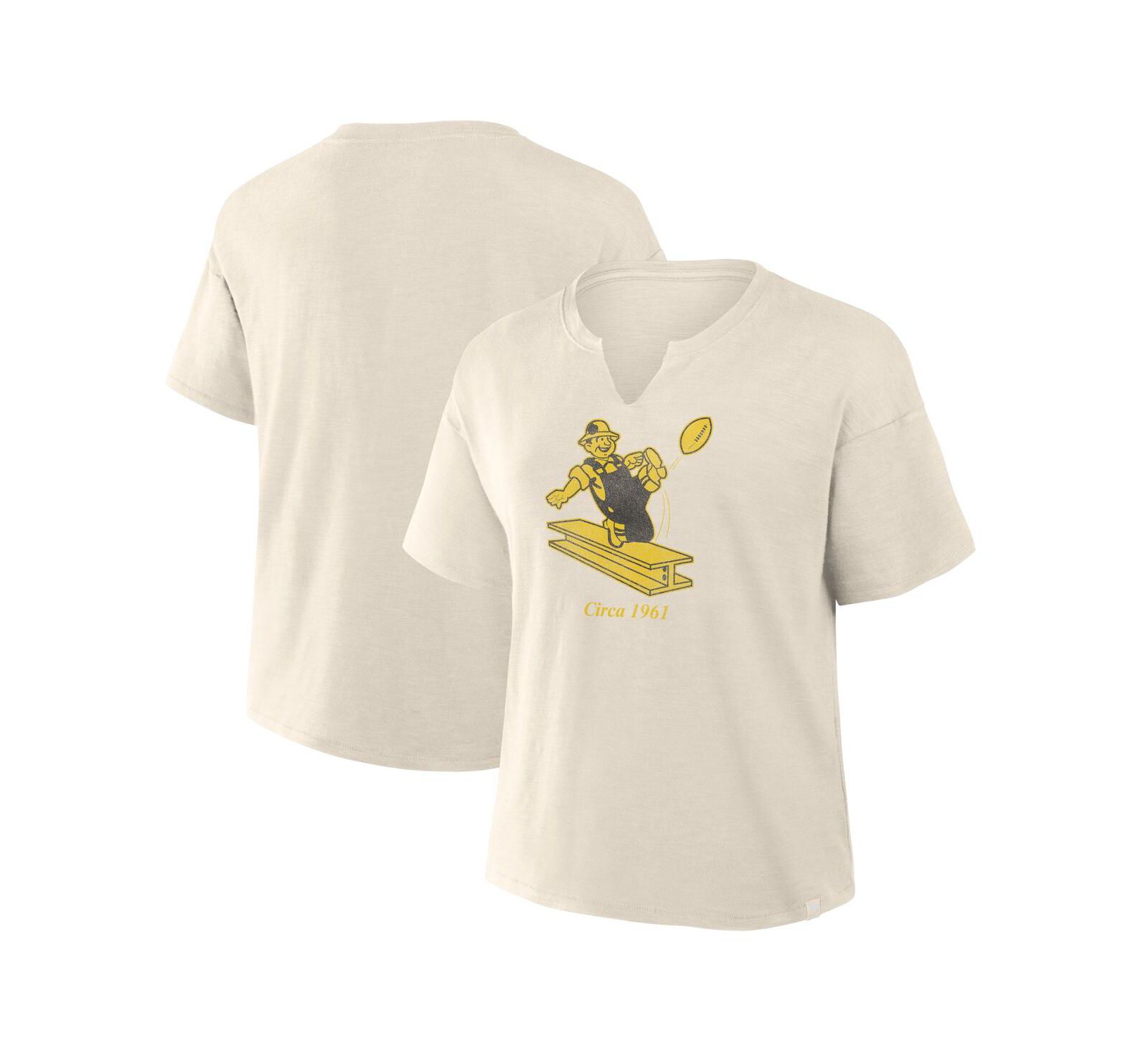 Fanatics Женская футболка Cream Pittsburgh Steelers Trick Play Slub Boxy T-Shirt