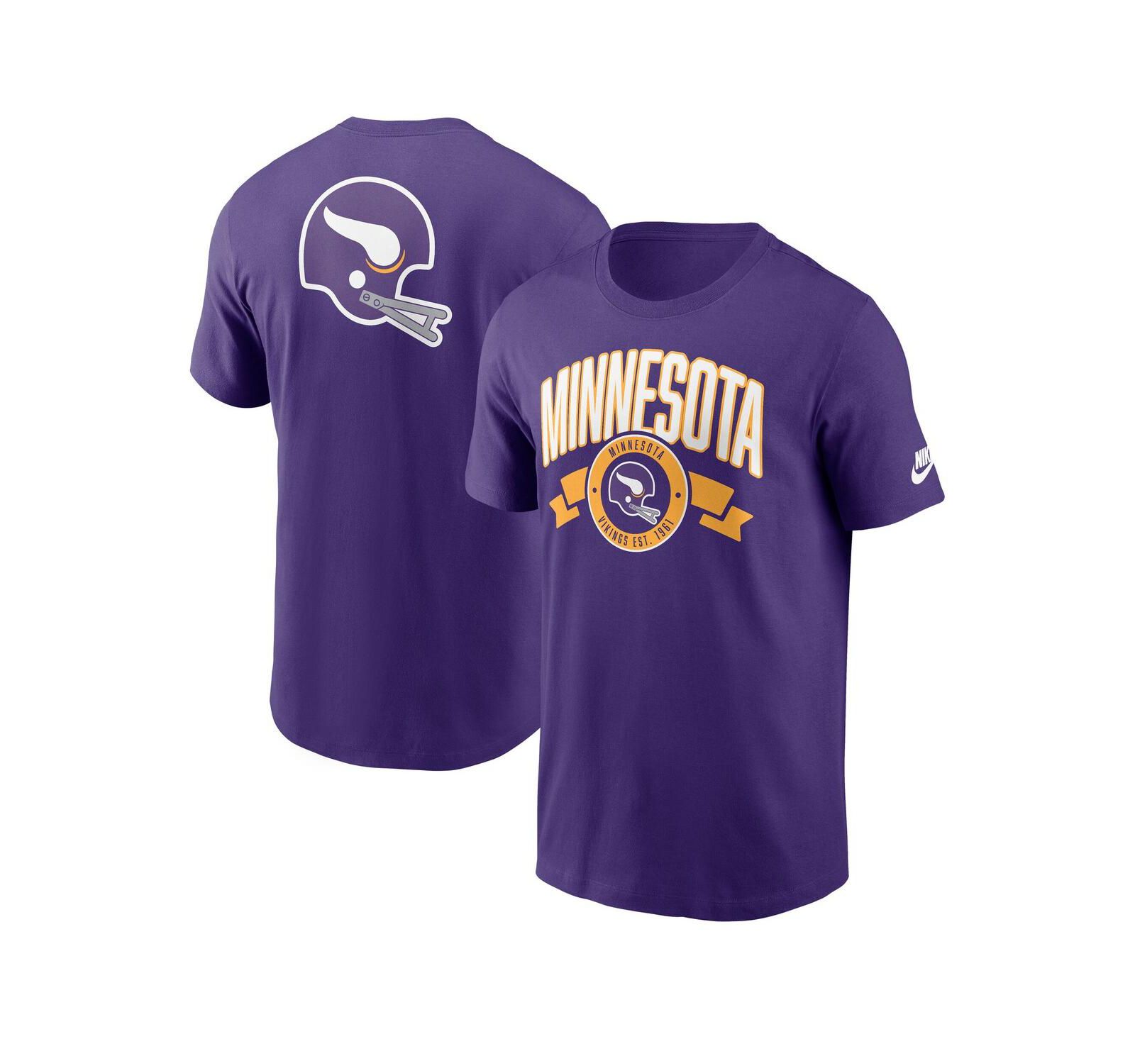 Nike Men's Purple Minnesota Vikings Rewind Front and Back Hit Essential T-Shirt