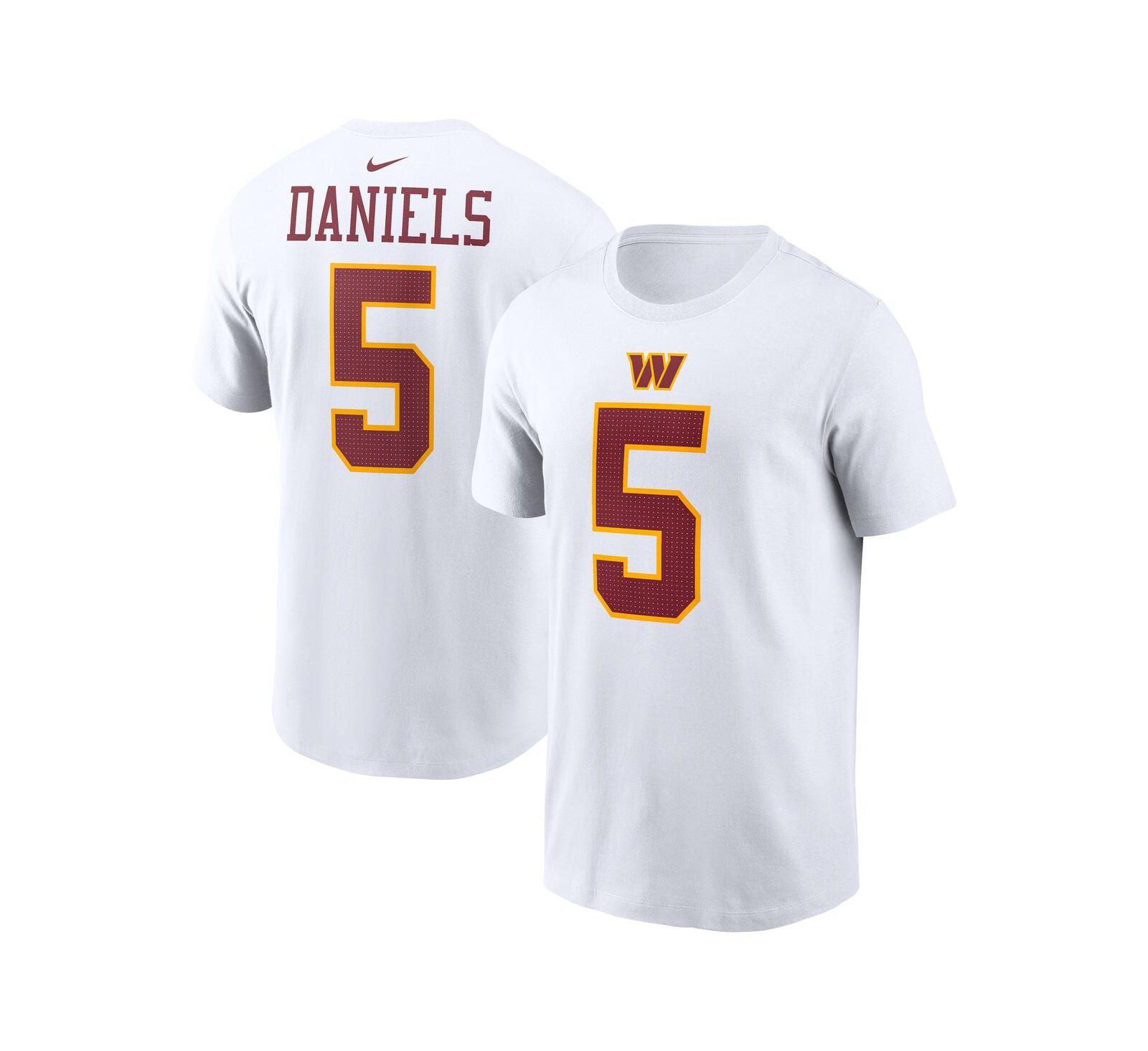 Мужская футболка Nike Jayden Daniels White Washington Commanders с именем и номером игрока