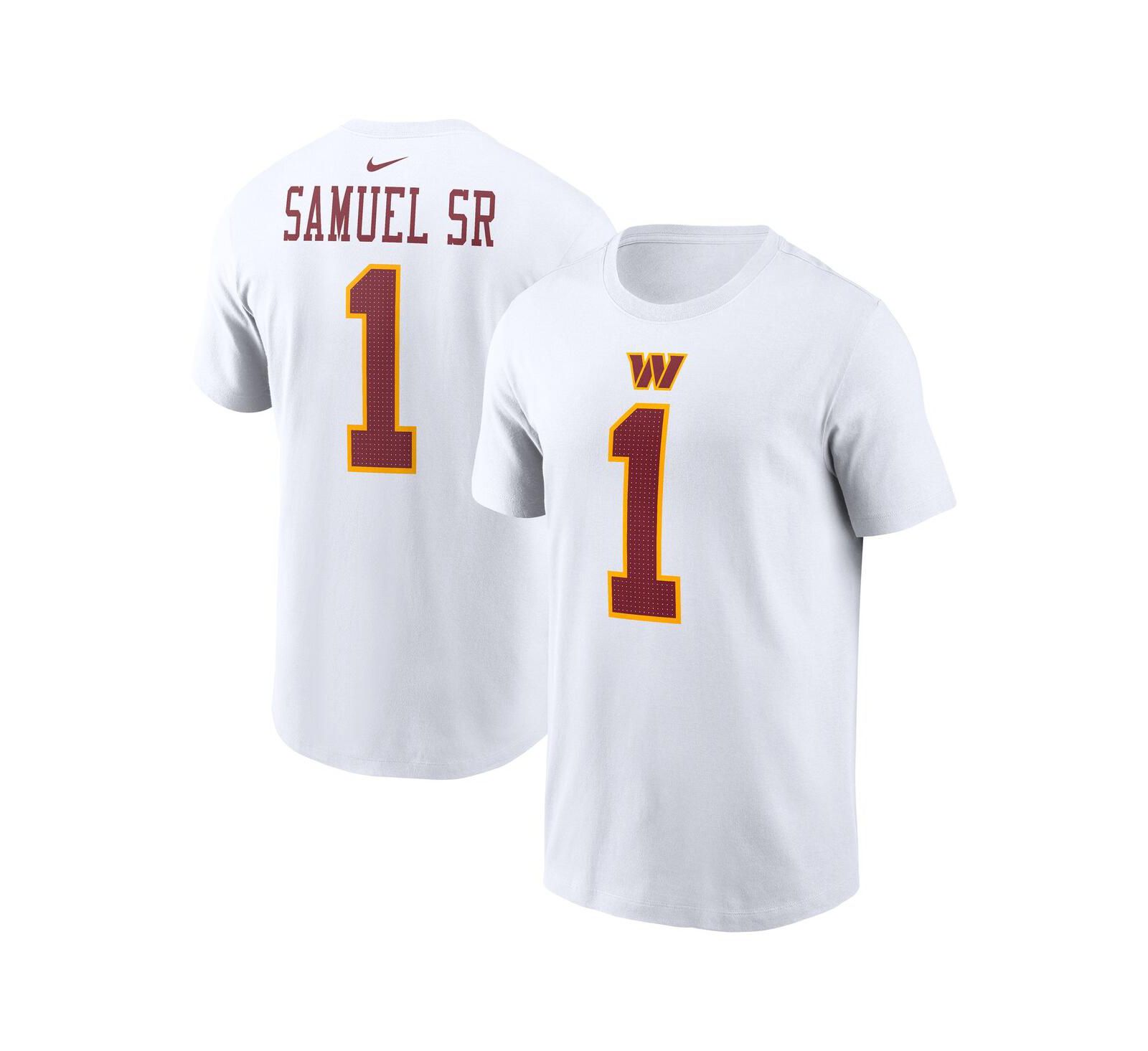 Nike Men's Deebo Samuel Sr White Washington Commanders Player Name & Number T-Shirt