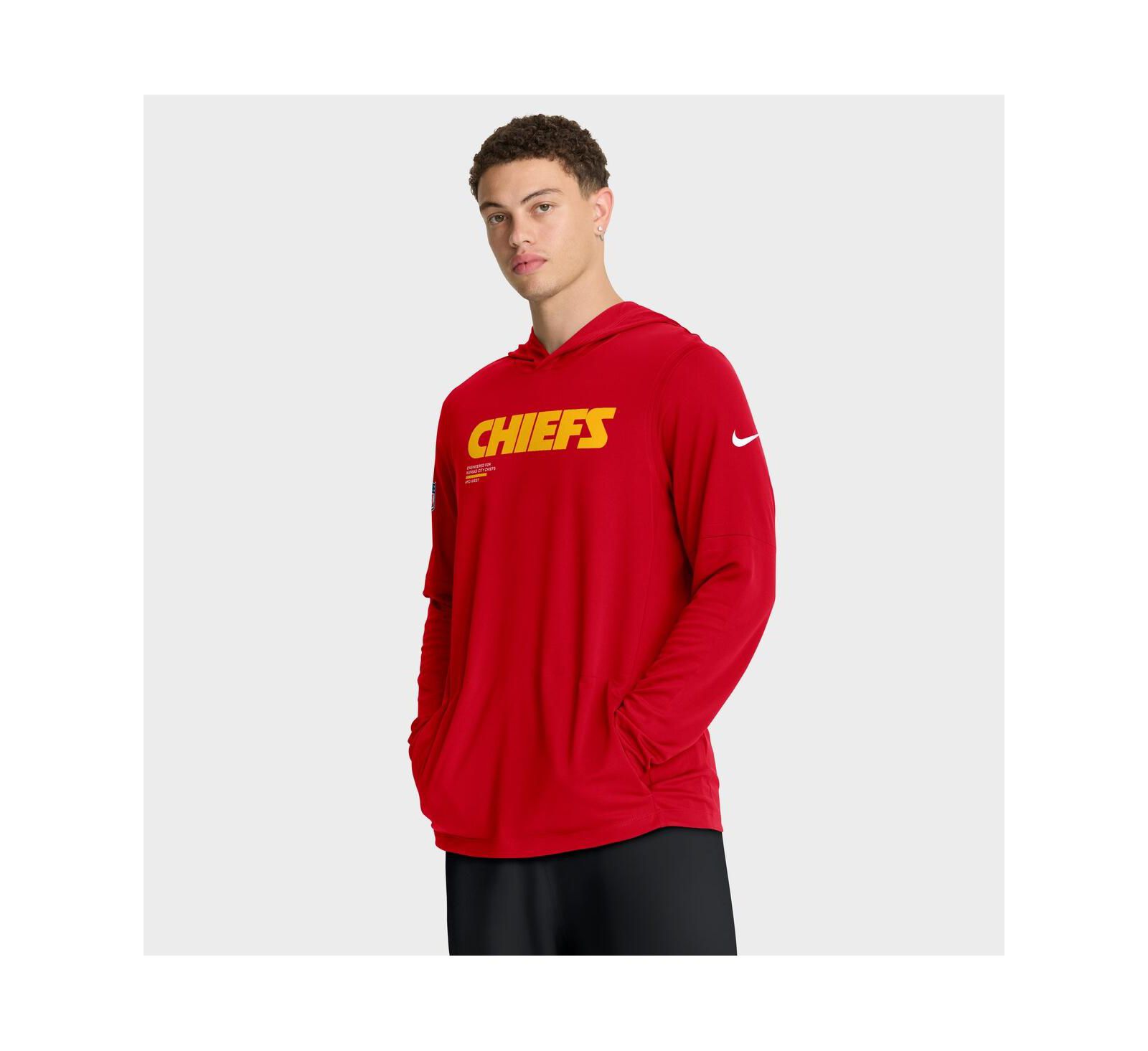 Худи Nike Men's Red Kansas City Chiefs Performance с длинным рукавом