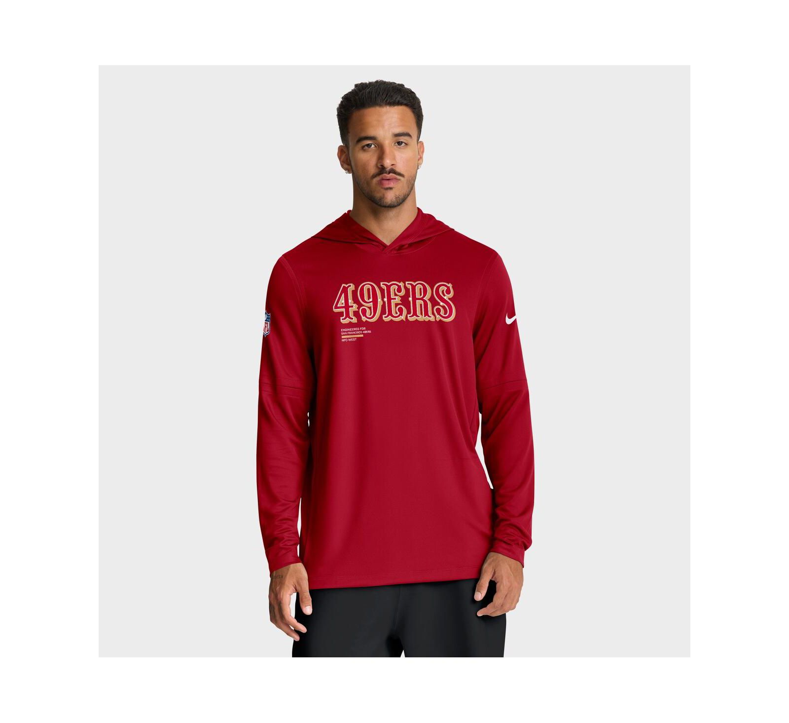 Nike Men's Scarlet San Francisco 49ers Big & Tall Sideline Performance Long Sleeve Hoodie T-Shirt