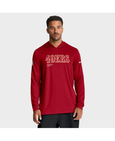 Nike Men's Scarlet San Francisco 49ers Big & Tall Sideline Performance Long Sleeve Hoodie T-Shirt