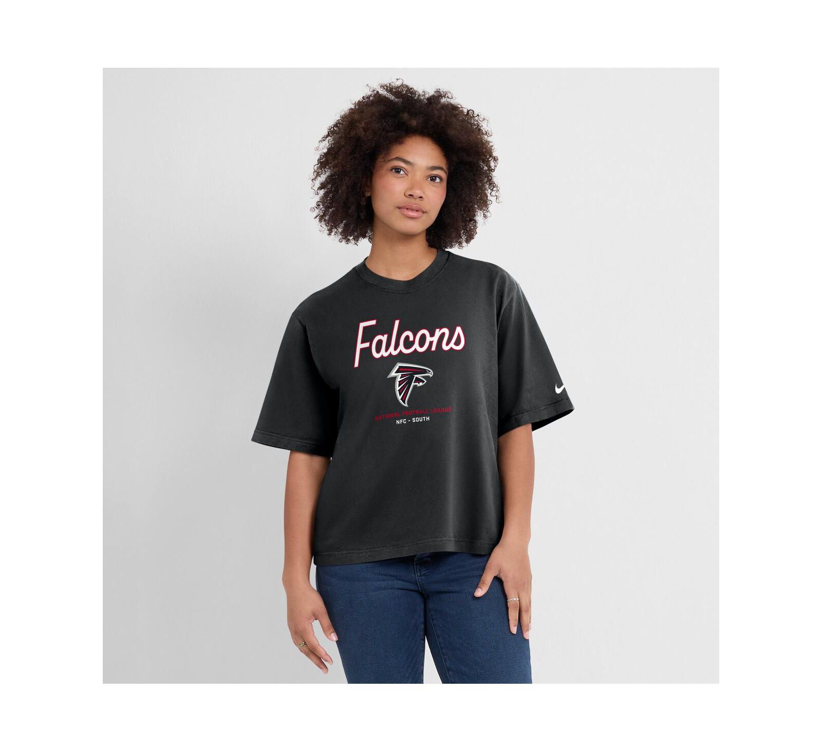 Nike Women's Black Atlanta Falcons Essential Script Relaxed Boxy T-Shirt