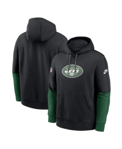 Nike Men's Black New York Jets Throwback Logo Club Tri-Blend Pullover Hoodie