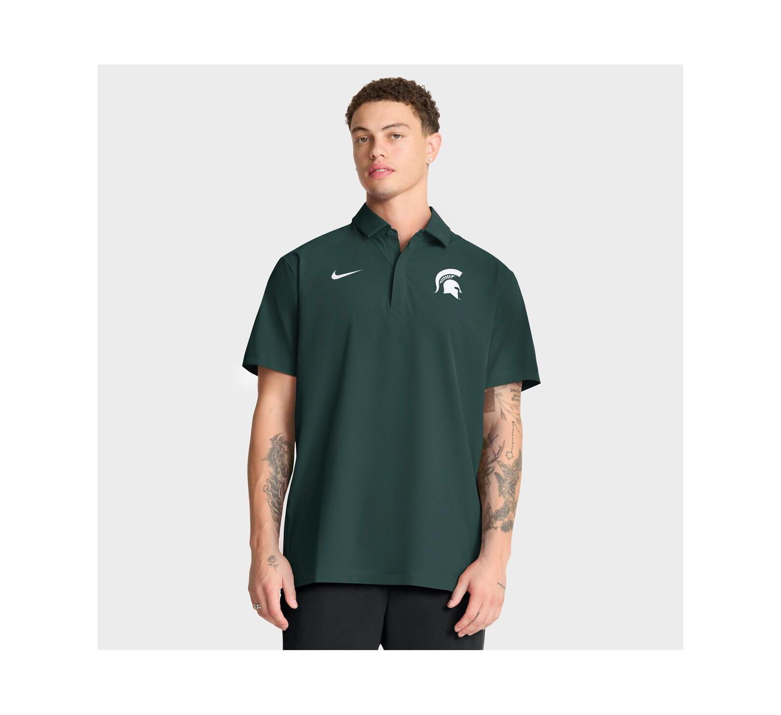 Мужская рубашка-поло Nike Michigan State Spartans 2025 Coaches Sideline зеленая