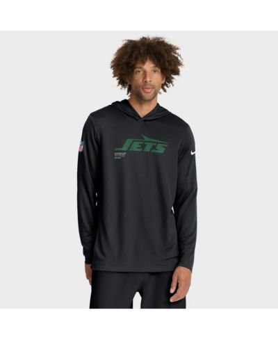 Nike Men's Black New York Jets Sideline Pure Fury Performance Long Sleeve Hoodie T-Shirt