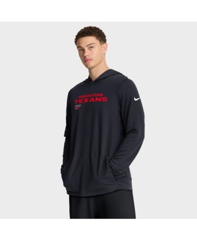 Nike Men's Red Houston Texans Sideline Pure Fury Performance Long Sleeve Hoodie T-Shirt